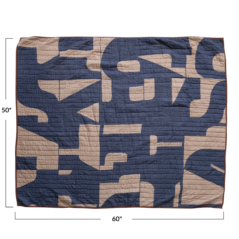 Hello Honey® Blue & Natural Modern Quilted Cotton Throw Blanket