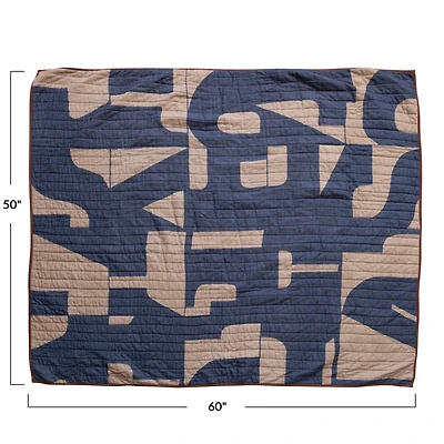 Hello Honey® Blue & Natural Modern Quilted Cotton Throw Blanket