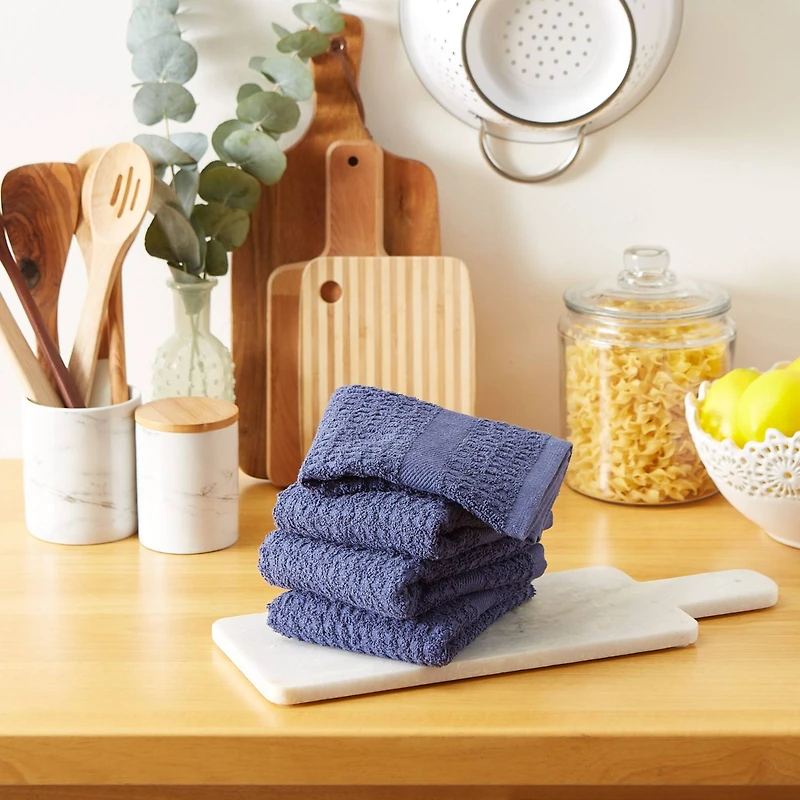 DII® Solid French Blue Waffle Terry Dishtowels, 4ct.