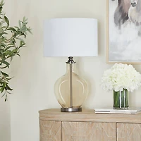 White Polyester Traditional Table Lamp, 27" x 17" x 17"