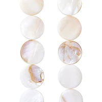 White Natural Shell Lentil Round Beads, 25mm by Bead Landing™