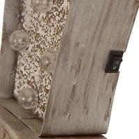 Glitzhome® 7.5" Pre-Lit Marquee Wooden Metal LED Gift Box Stocking Holder, 2ct. 