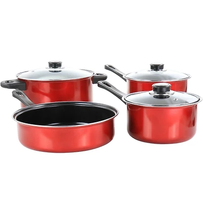 Gibson Everyday® Cardinal 7-Piece Red Nonstick Steel Cookware Set