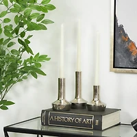 Silver Aluminum Candle Holder with Rounded Base Set
