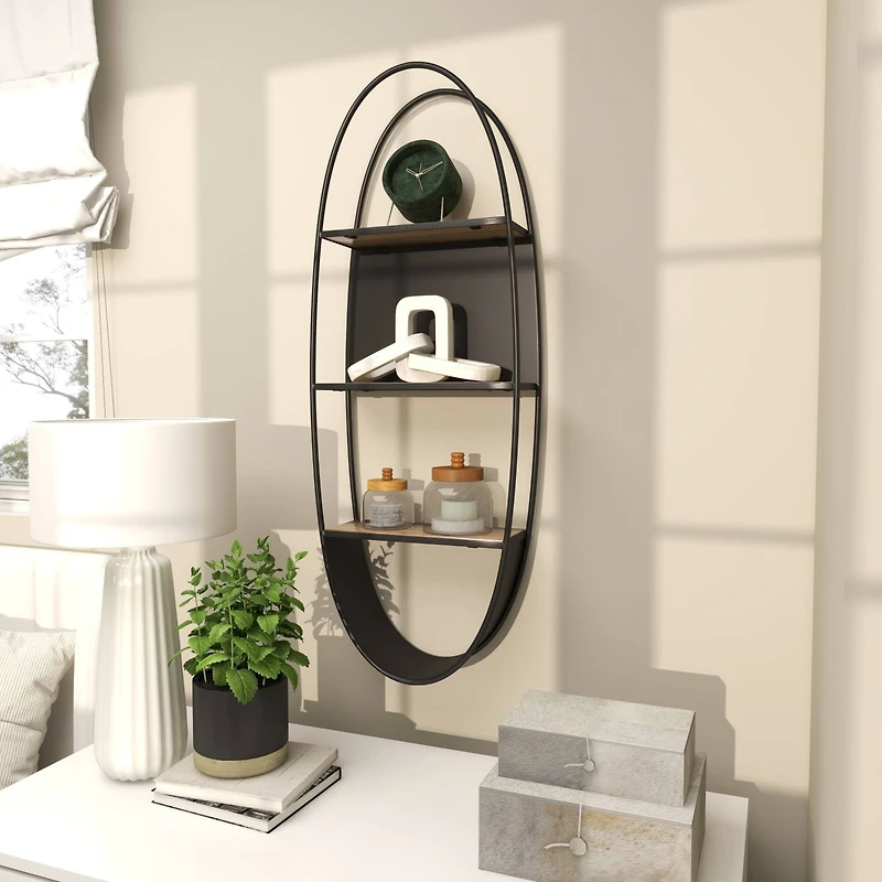 40" Black Contemporary Metal Wall Shelf