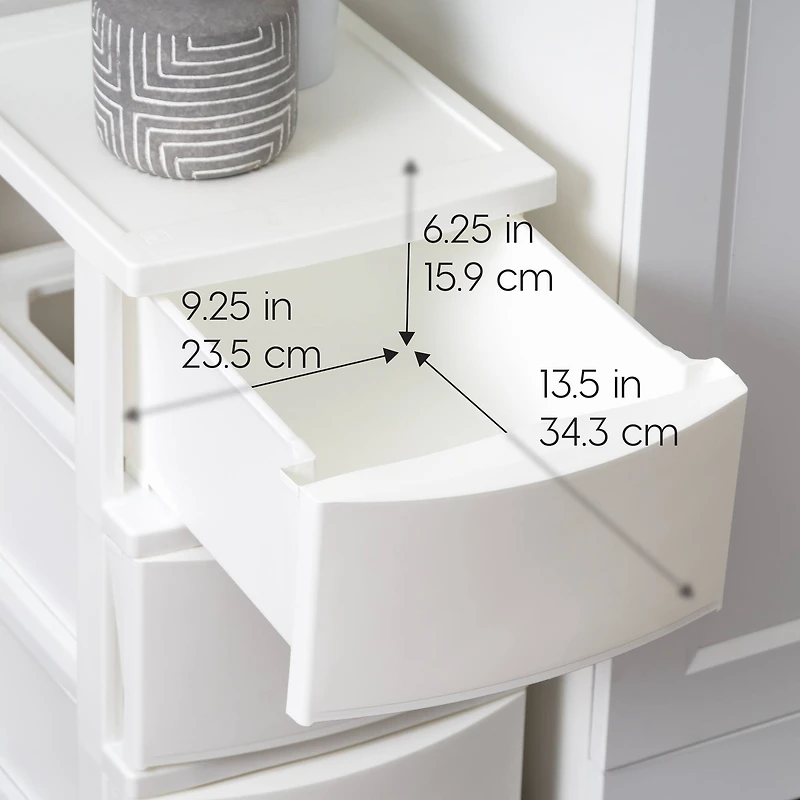 IRIS® 24.5" White 3-Drawer Narrow Plastic Storage Chests, 2ct.