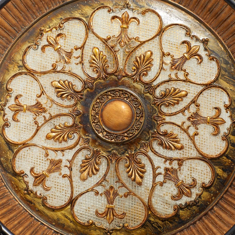 16" Gold Polystone Traditional Decorative Plate with Stand