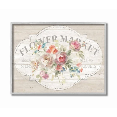 Stupell Industries Vintage Flower Market Wall Art in Gray Frame