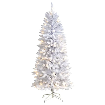 5ft. Pre-Lit White Artificial Christmas Tree, Warm White LED Lights