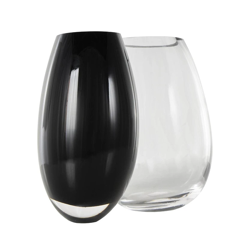 Black & Clear Abstract 2 Opening Recycled Glass Vase