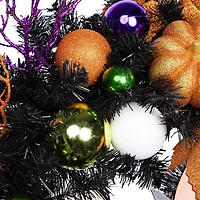 24'' Unlit Jack-O-Lantern in Witches Hat Halloween Pine Wreath