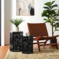 Glitzhome® Floral Motif Hexagonal Garden Stool Set