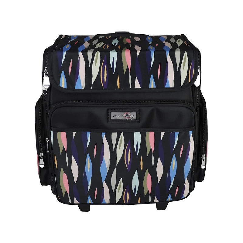 Everything Mary Black Abstract Stripes Rolling Craft Bag