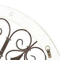 Cream & Brown Metal & Wood Round Wall Décor