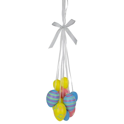 11.75" Floral Striped Easter Egg Cluster Hanging Décor