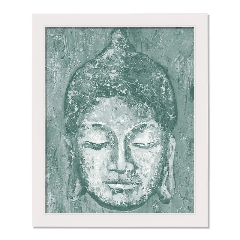 Teal Buddha White Framed Print Wall Art