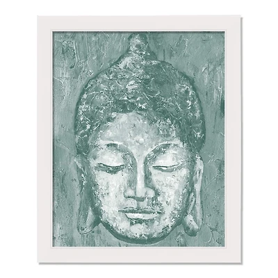 Teal Buddha White Framed Print Wall Art