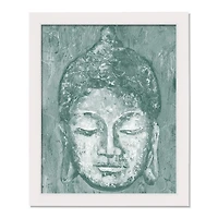 Teal Buddha White Framed Print Wall Art