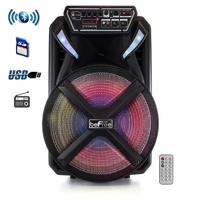 beFree Sound 15" Bluetooth Portable Rechargeable Party Speaker
