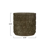 Hello Honey® 7" Distressed Black Debossed Cement Planter