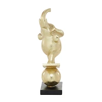 Gold Polystone Contemporary Elephant Sculpture, 12" x 7" x 3"