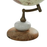 13" Cream Mango Wood & Marble Contemporary Globe