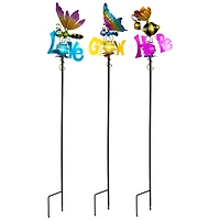 3ft. Solar Lighted Grow, Love, & Hope Outdoor Garden Stakes