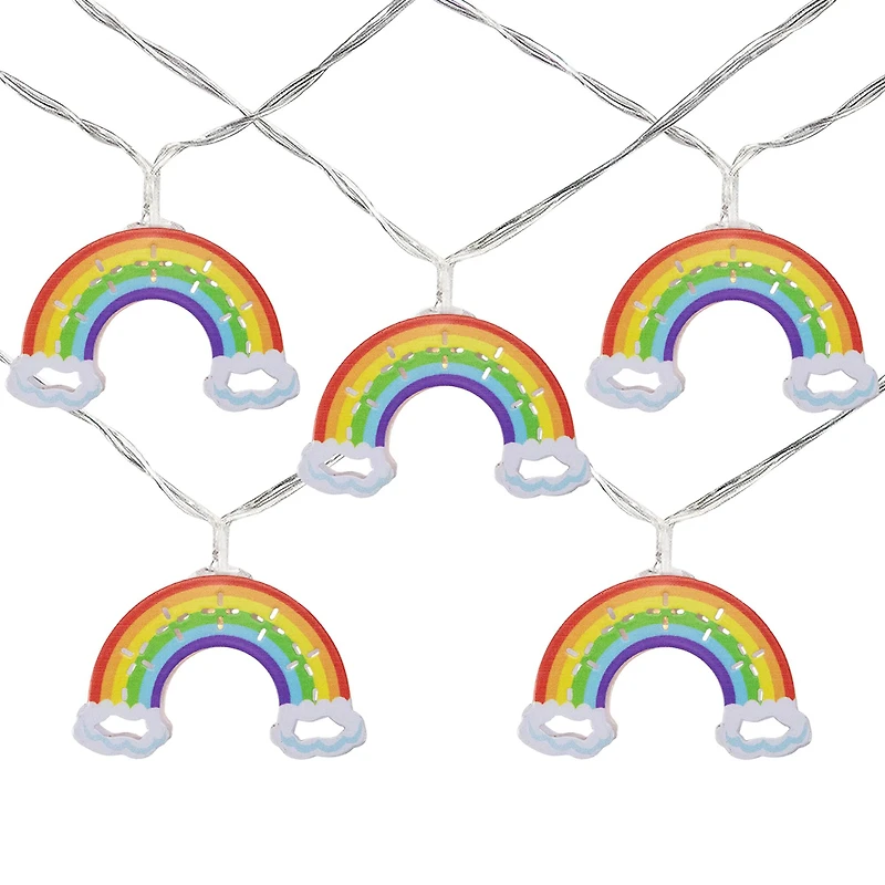 10ct. LED Warm White Rainbow Christmas String Lights with Clear Wire