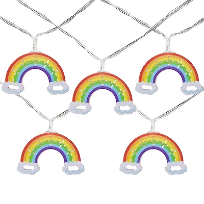10ct. LED Warm White Rainbow Christmas String Lights with Clear Wire