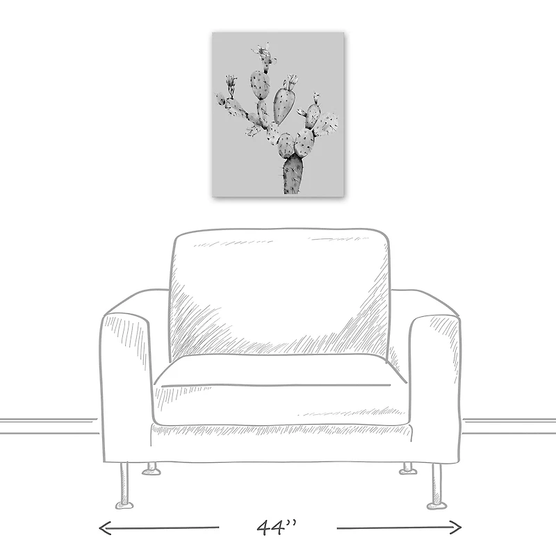 Black White Cactus 16" x 20" Canvas Wall Art