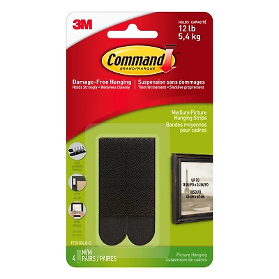 Command™ Medium Black Picture Hanging Strips, 4ct.