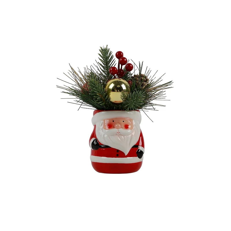 Christmas Mix In 7" Santa Ceramic Pot
