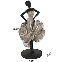 14.25" Black & Silver Dancer Decorative Sculpture