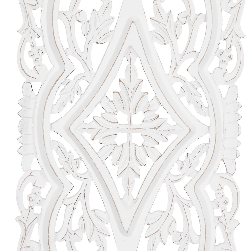 Set of 2 White Mango Wood Farmhouse Abstract Wall Decor, 16" x 48"