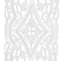 Set of 2 White Mango Wood Farmhouse Abstract Wall Decor, 16" x 48"