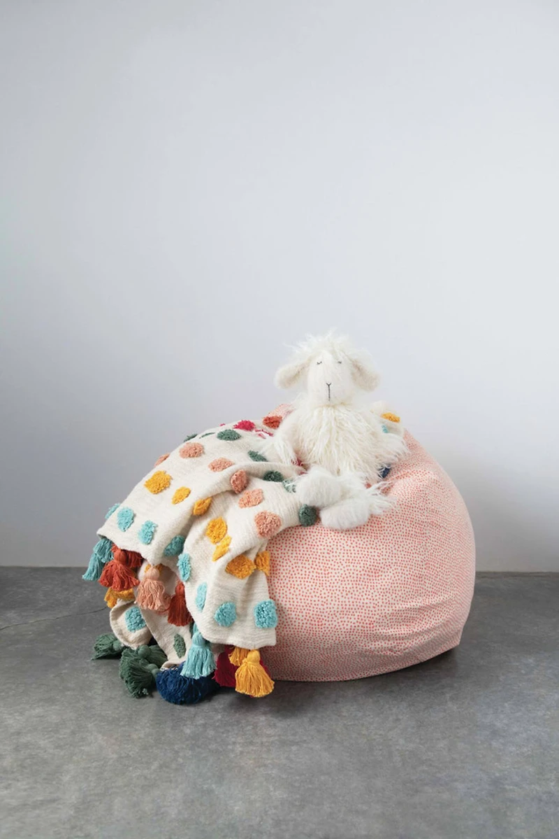 Hello Honey® Woven Cotton Throw with Tufted Dots and Tassels