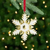 3.5" Gold Brass-Plated Snowflake with European Crystals Ornament