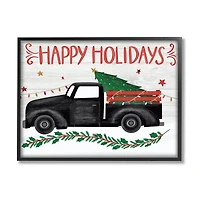 Stupell Industries Happy Holidays Christmas Tree Truck Framed Giclee Art