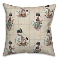 Cream & Gray Check Gnome Globe Pattern Throw Pillow
