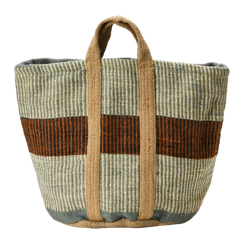 Hello Honey® 24" Rust Striped Woven Jute Tote with Liner