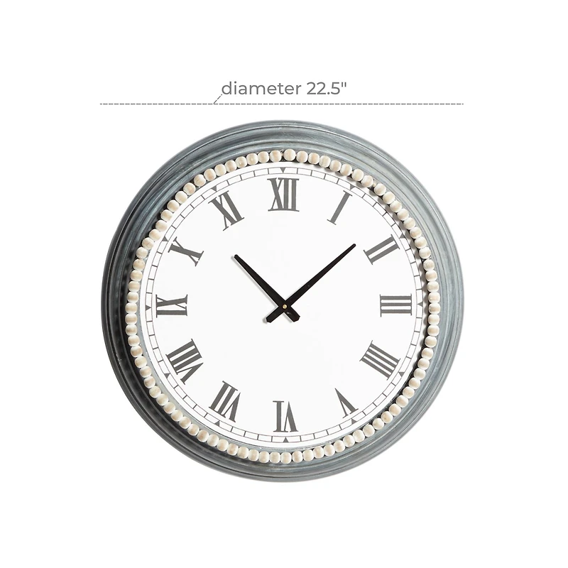 White Metal Farmhouse Wall Clock, 23" x 23" x 3"