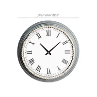 White Metal Farmhouse Wall Clock, 23" x 23" x 3"