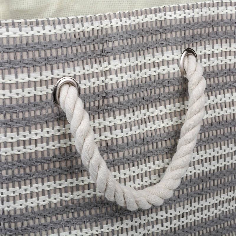 DII® Large Gray Basketweave & White Stripe Rectangle Paper Basket