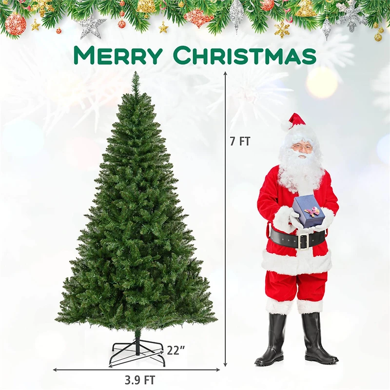 Costway 7ft. Artificial Christmas Tree, Warm White LED Lights