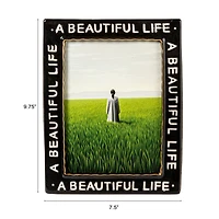 Hello Honey® Black Stoneware Photo Frame with A Beautiful Life Text