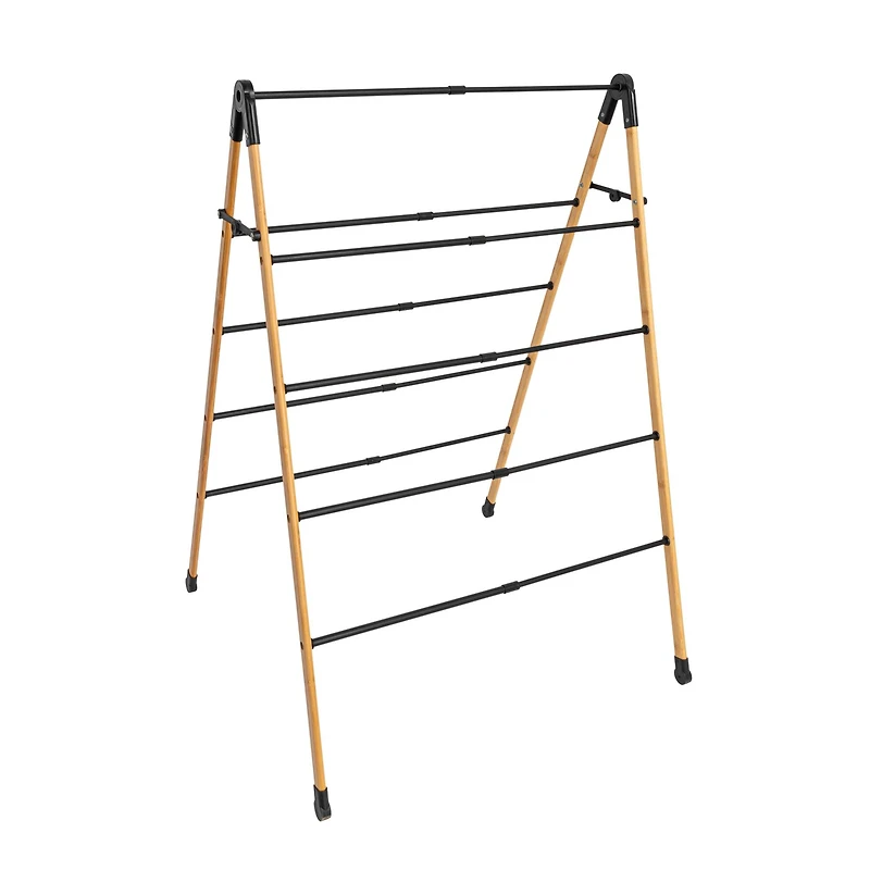 Household Essentials Bamboo V-Shaped Expandable Laundry Drying Rack
