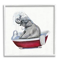 Stupell Industries Elephant in Red Bathtub Playful Safari Animal Framed Wall Art