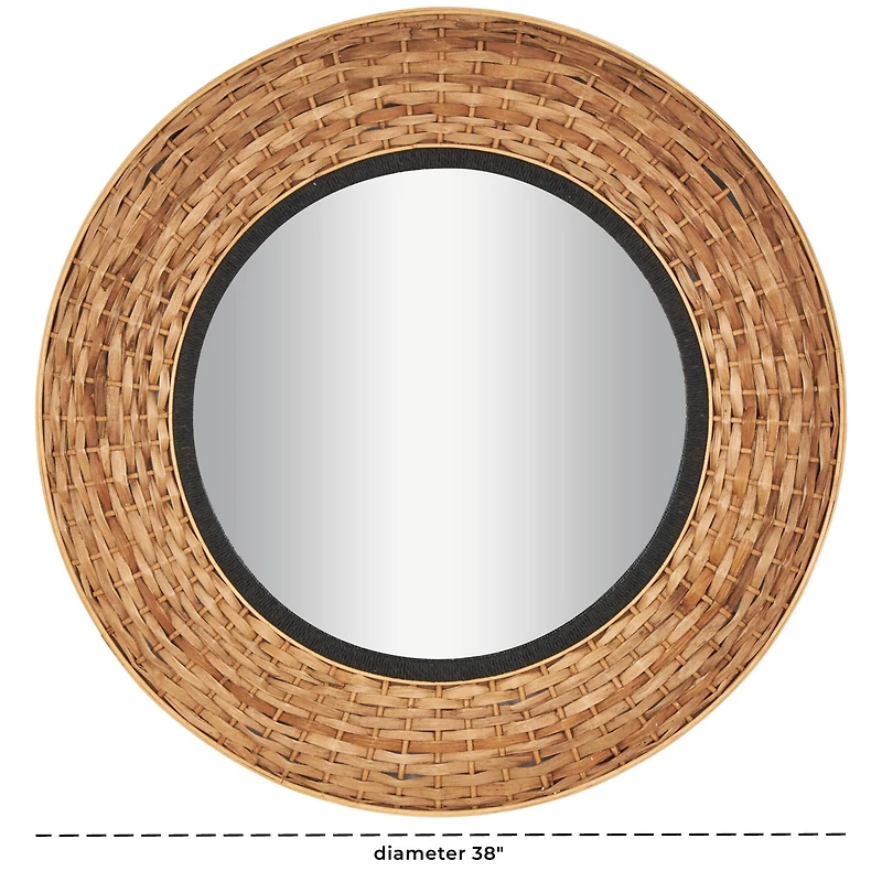 Brown Seagrass  Handmade Wall Mirror with Black Inner Frame