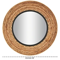 Brown Seagrass  Handmade Wall Mirror with Black Inner Frame