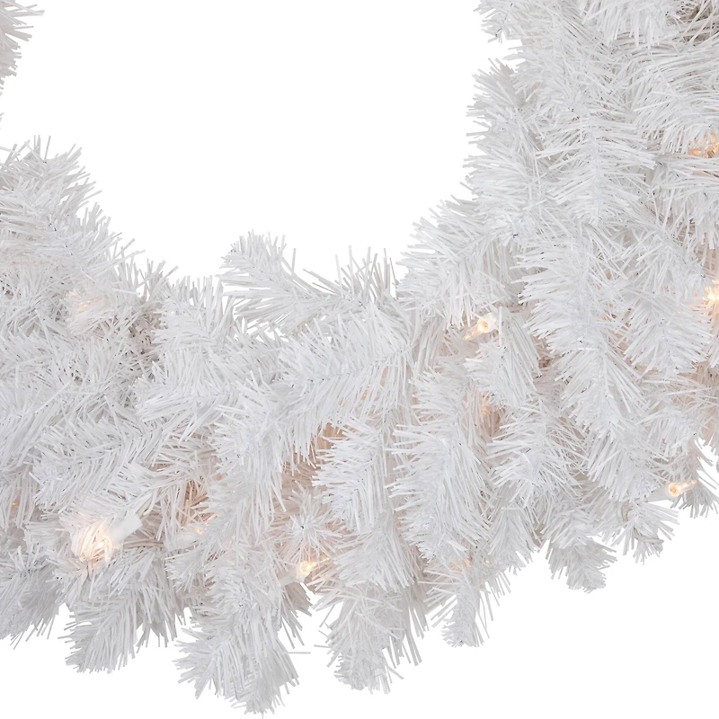 24" Pre-Lit White Artificial Christmas Pine Wreath